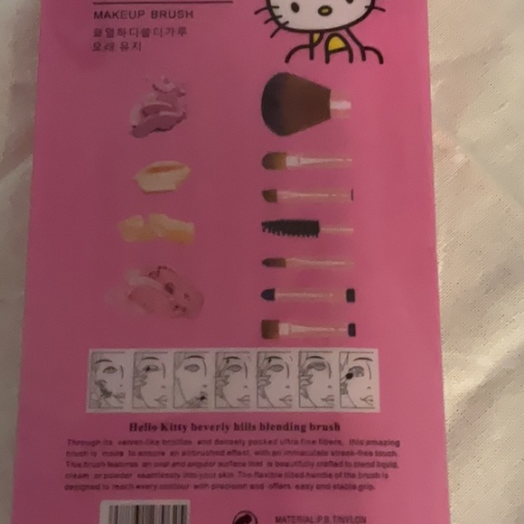 Hello Kitty Makeup Brush Set, 7 Pieces, Pink/White, NIB - Picture 4 of 4